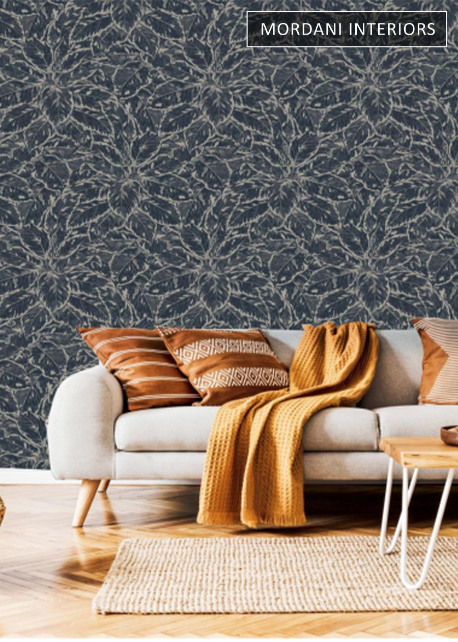 Deep Blue Leaves Wallpaper